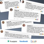 Photo collage of positive customer review screenshots and star ratings for the Katuchef titanium cutting board, highlighting satisfaction with quality, durability, easy cleaning, and performance
